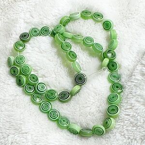 Davitu Vortex Round Glass Beads Disk Shape Flower Lampwork Loose Beads